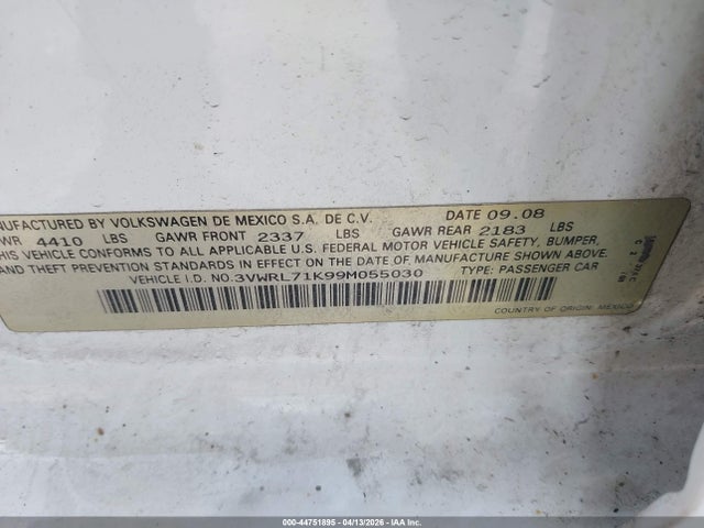 2009 VOLKSWAGEN JETTA 3VWRL71K99M055030 Photo 8