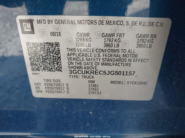 Chevrolet Silverado 1500 1lt 2018 3GCUKREC5JG501157 Image 9
