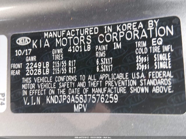 KIA SOUL + 2018 KNDJP3A58J7576259 Image 9