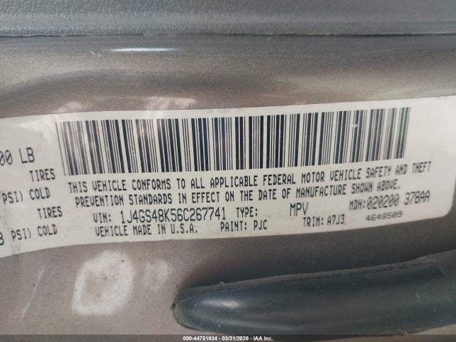 2006 Jeep Grand Cherokee Laredo მანქანა იყიდება აუქციონზე, vin: 1J4GS48K56C267741, აუქციონის ნომერი: 44751934