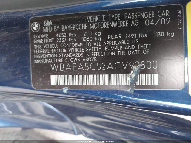 Продаж на аукціоні авто 2010 Bmw 650i, vin: WBAEA5C52ACV92800, номер лоту: 44751935