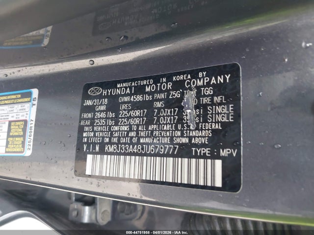 Продаж на аукціоні авто 2018 Hyundai Tucson Sel, vin: KM8J33A48JU679777, номер лоту: 44751958