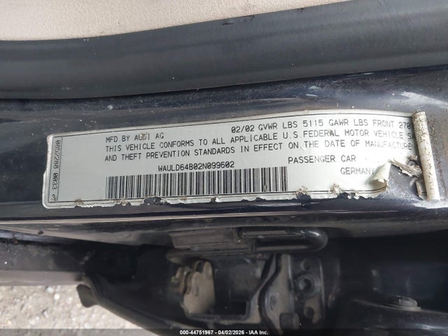 2002 AUDI A6 WAULD64B02N099602 Photo 8