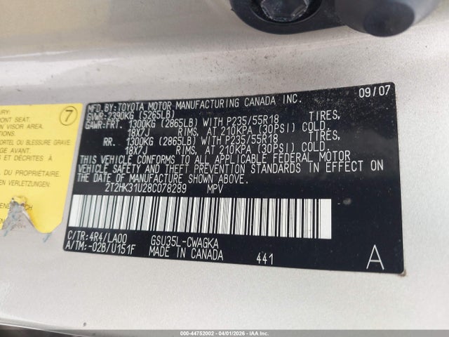 2008 LEXUS RX 350 2T2HK31U28C078289 Photo 8
