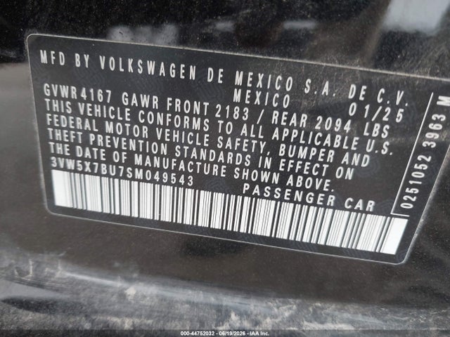 3VW5X7BU7SM049543 Volkswagen Jetta 1.5t S