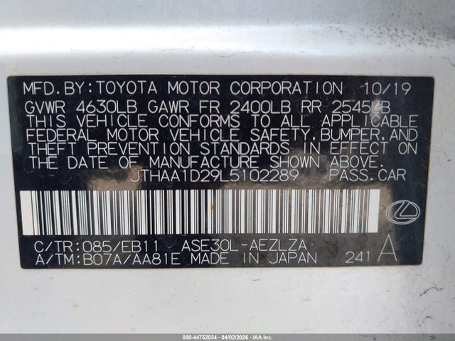 Lexus IS 300 2020 JTHAA1D29L5102289 Image 9