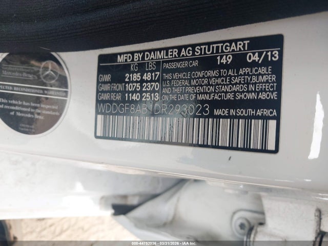44752036 :رقم المزاد ، WDDGF8AB1DR293023 vin ، 2013 Mercedes-benz C 300 Luxury 4matic مزاد بيع