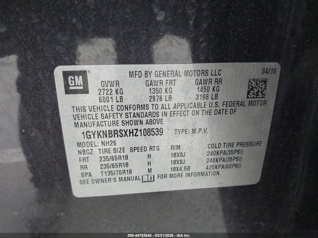 2017 CADILLAC XT5 1GYKNBRSXHZ108539 Photo 8