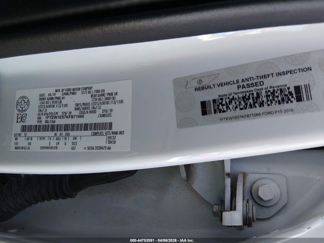 Aukcja sprzedaży 2019 Ford F-150 Xlt, vin: 1FTEW1E57KFB71066, numer aukcji: 44752091