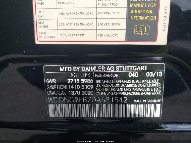 2013 MERCEDES-BENZ S 550 WDDNG9EB7DA531542 Photo 8