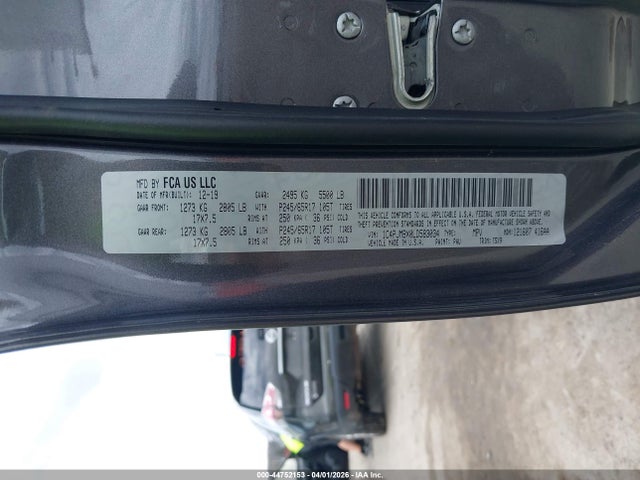 44752153 :رقم المزاد ، 1C4PJMBX0LD583034 vin ، 2020 Jeep Cherokee Trailhawk 4x4 مزاد بيع