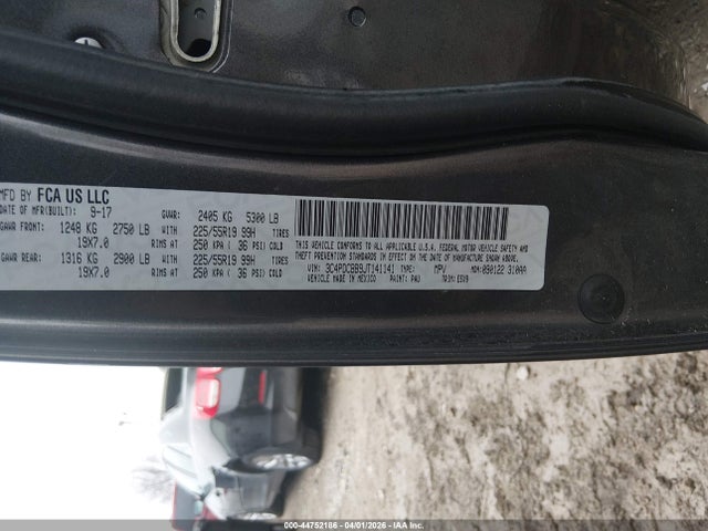 Aukcja sprzedaży 2018 Dodge Journey Sxt, vin: 3C4PDCBB9JT141141, numer aukcji: 44752186