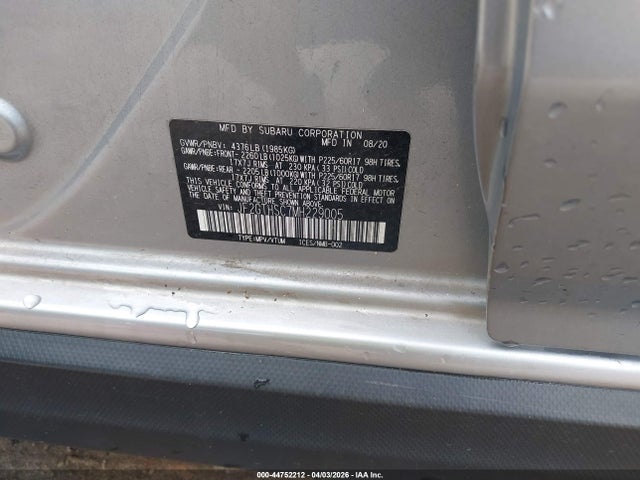 2021 Subaru Crosstrek Sport მანქანა იყიდება აუქციონზე, vin: JF2GTHSC7MH229005, აუქციონის ნომერი: 44752212
