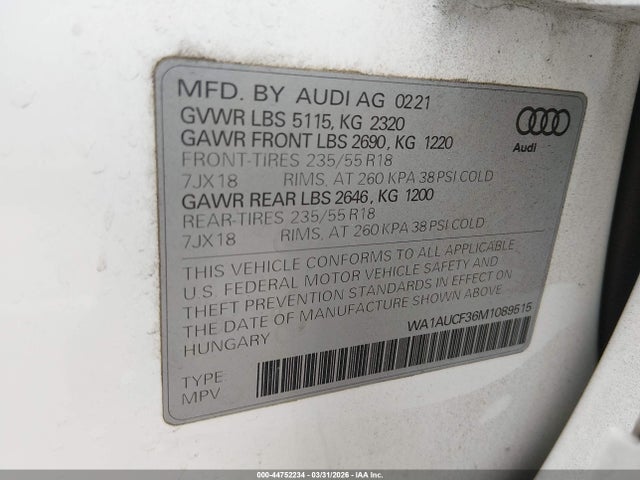 WA1AUCF36M1089515 Audi Q3 Premium 40 Tfsi Quattro Tiptronic