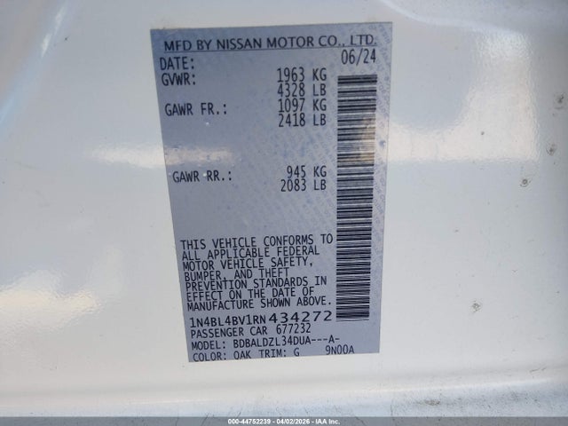 1N4BL4BV1RN434272 Nissan Altima S Fwd