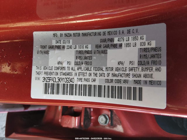 2019 MAZDA MAZDA3 3MZBPADL3KM109340 Photo 8