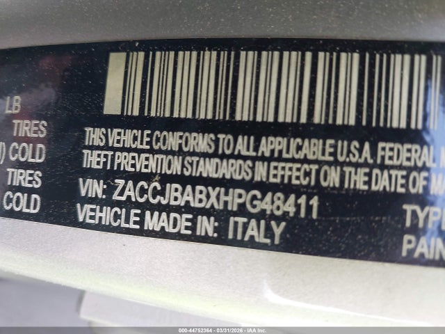 Aukcja sprzedaży 2017 Jeep Renegade Sport 4x4, vin: ZACCJBABXHPG48411, numer aukcji: 44752364