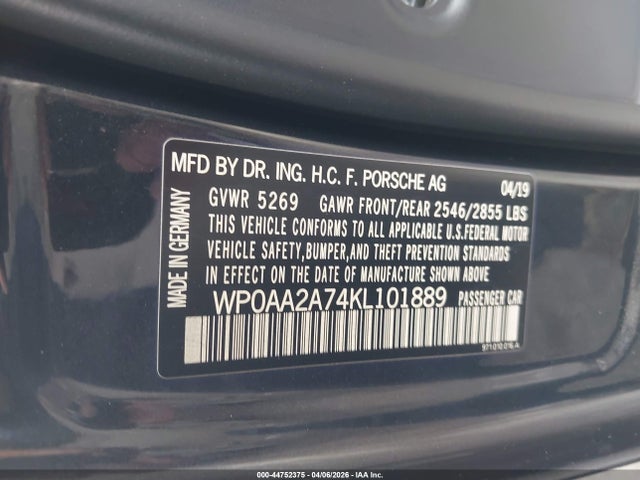 Porsche PANAMERA 4 2019 WP0AA2A74KL101889 Image 9