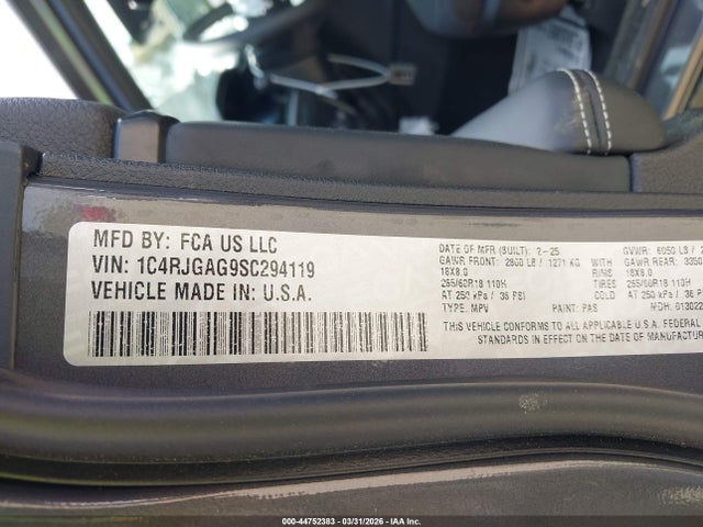 Aukcja sprzedaży 2025 Jeep Grand Cherokee Laredo X 4x2, vin: 1C4RJGAG9SC294119, numer aukcji: 44752383
