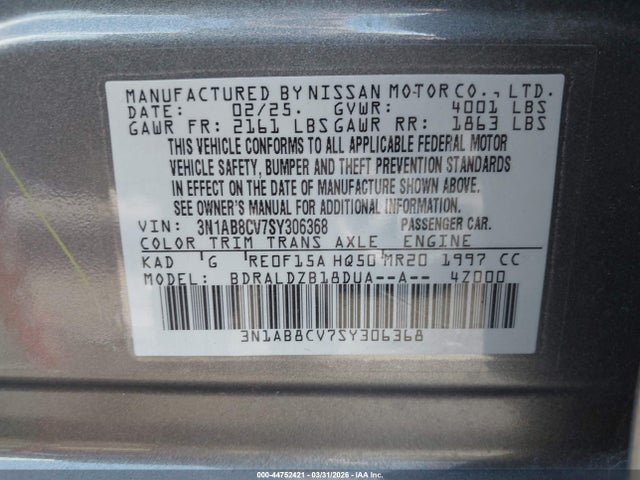 3N1AB8CV7SY306368 Nissan SENTRA SV