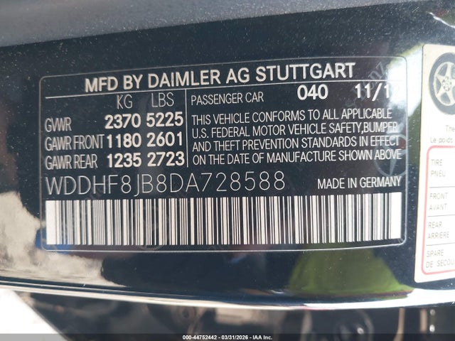 2013 Mercedes-benz E 350 4matic მანქანა იყიდება აუქციონზე, vin: WDDHF8JB8DA728588, აუქციონის ნომერი: 44752442