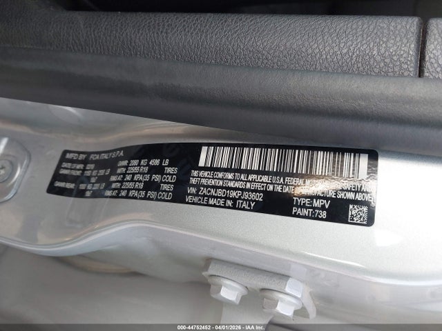 Aukcja sprzedaży 2019 Jeep Renegade Limited 4x4, vin: ZACNJBD19KPJ93602, numer aukcji: 44752452
