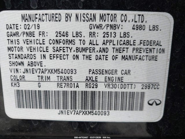 2019 INFINITI Q50 JN1EV7APXKM540093 Photo 8