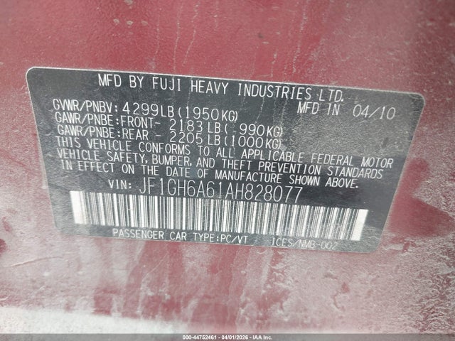 2010 SUBARU IMPREZA JF1GH6A61AH828077 Photo 8