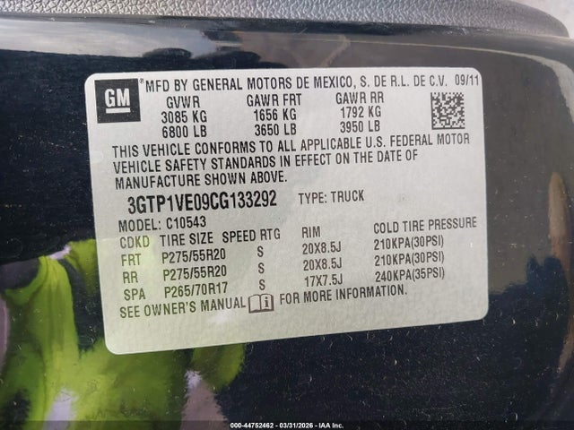 Auction sale of the 2012 Gmc Sierra 1500 Sle, vin: 3GTP1VE09CG133292, lot number: 44752462