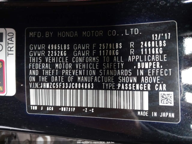 2018 HONDA CLARITY PLUG-IN HYBRID JHMZC5F33JC004863 Photo 8