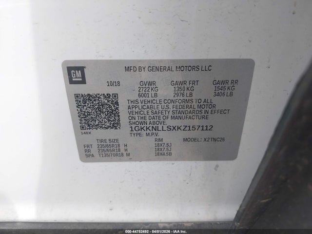 Aukcja sprzedaży 2019 Gmc Acadia Sle-2, vin: 1GKKNLLSXKZ157112, numer aukcji: 44752492