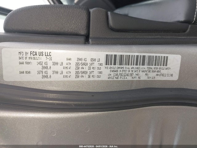 Aukcja sprzedaży 2016 Jeep Grand Cherokee Limited, vin: 1C4RJFBG1GC461587, numer aukcji: 44752520