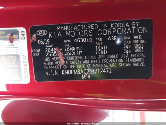 2020 KIA SPORTAGE KNDPM3AC2L7712471 Photo 8