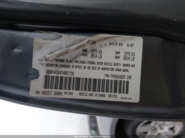 Продаж на аукціоні авто 2007 Dodge Charger, vin: 2B3KA43G47H881718, номер лоту: 44752544