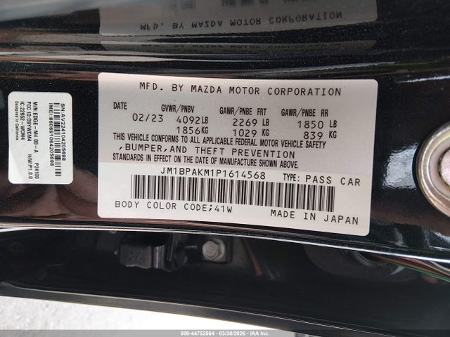 JM1BPAKM1P1614568 Mazda Mazda3 2.5 S Select