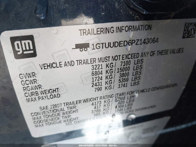Продажа на аукционе авто 2023 Gmc Sierra 1500 4wd  Short Box Slt, vin: 1GTUUDED6PZ143064, номер лота: 44752580