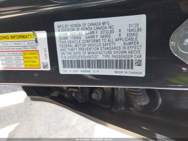 Honda Civic Sport 2025 2HGFE2F50SH567027 Image 9