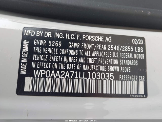 Porsche PANAMERA 4 2020 WP0AA2A71LL103035 Image 9