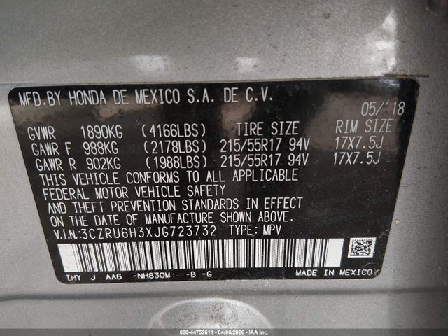 2018 HONDA HR-V 3CZRU6H3XJG723732 Photo 8