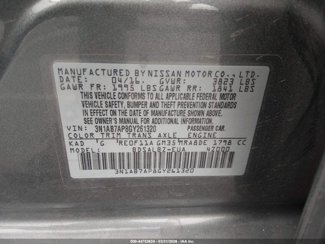 Nissan Sentra 2016 3N1AB7AP8GY261320 Image 9