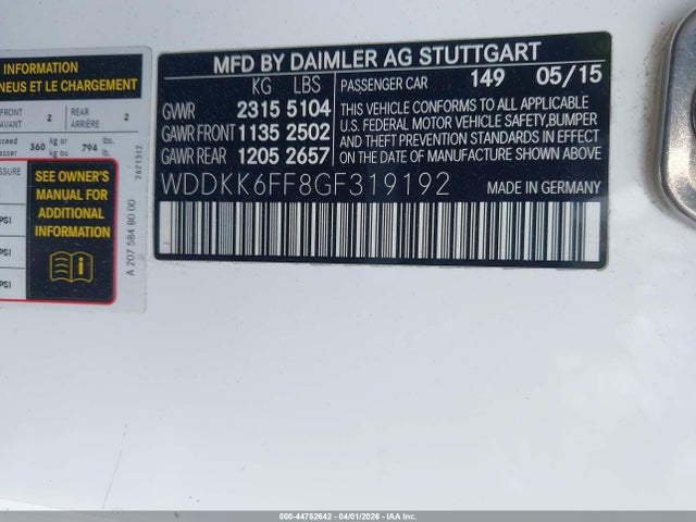 Продаж на аукціоні авто 2016 Mercedes-benz E 400, vin: WDDKK6FF8GF319192, номер лоту: 44752642