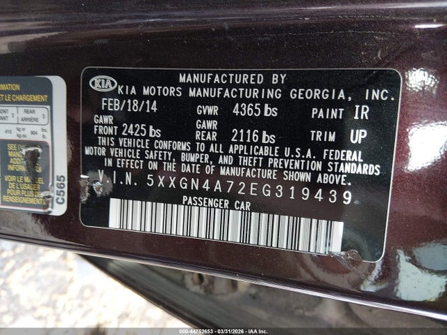 5XXGN4A72EG319439 KIA OPTIMA EX