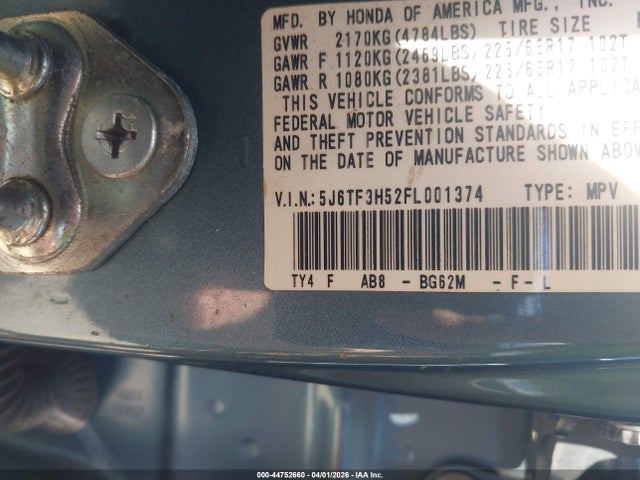 Honda Crosstour Ex-l 2015 5J6TF3H52FL001374 Image 9