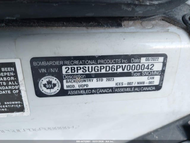 Ski-Doo Backcountry 850 2023 2BPSUGPD6PV000042 Image 9