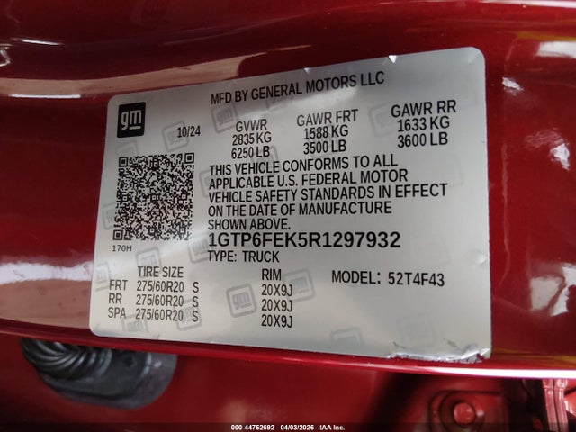 Продаж на аукціоні авто 2024 Gmc Canyon 4wd Denali, vin: 1GTP6FEK5R1297932, номер лоту: 44752692
