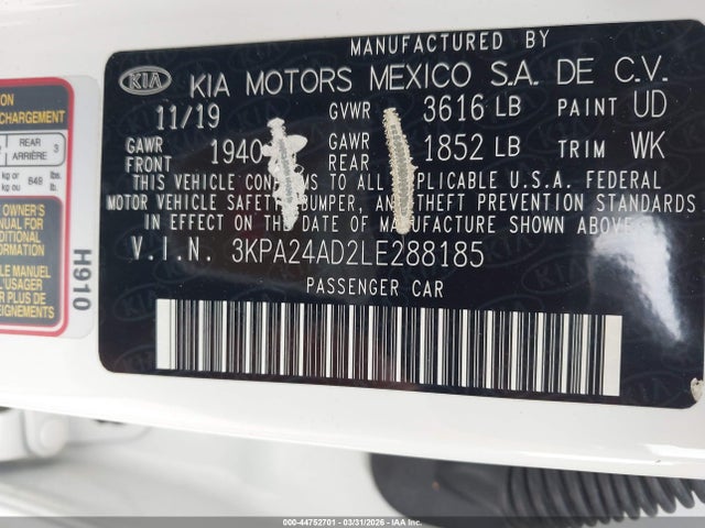 3KPA24AD2LE288185 KIA RIO S