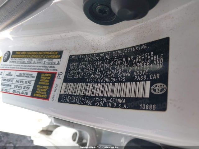 4T1BF1FK0HU395125 Toyota CAMRY LE