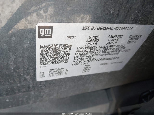 1GKS2GKD1MR452671 GMC Yukon Xl 4wd Slt