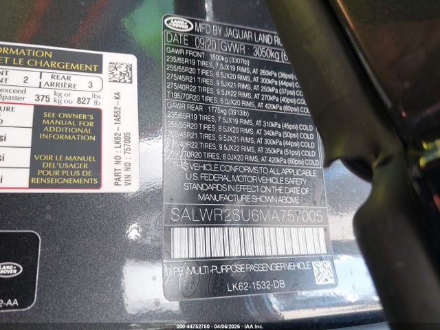 SALWR2SU6MA757005 Land Rover Range Rover Sport Hse Silver Edition Mhev