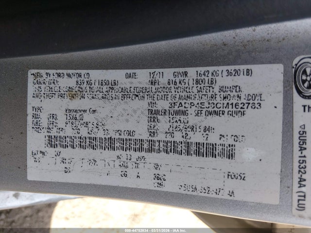 2012 FORD FIESTA 3FADP4EJ8CM162763 Photo 8